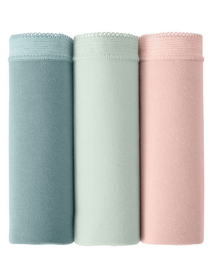 Culotte midi basique - lot de 3 (amande + rose + vert) Culotte midi basique - lot de 3 (amande + rose + vert)