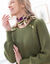 Pull tunique boutons fantaisie toucher doux (vert olive chiné)