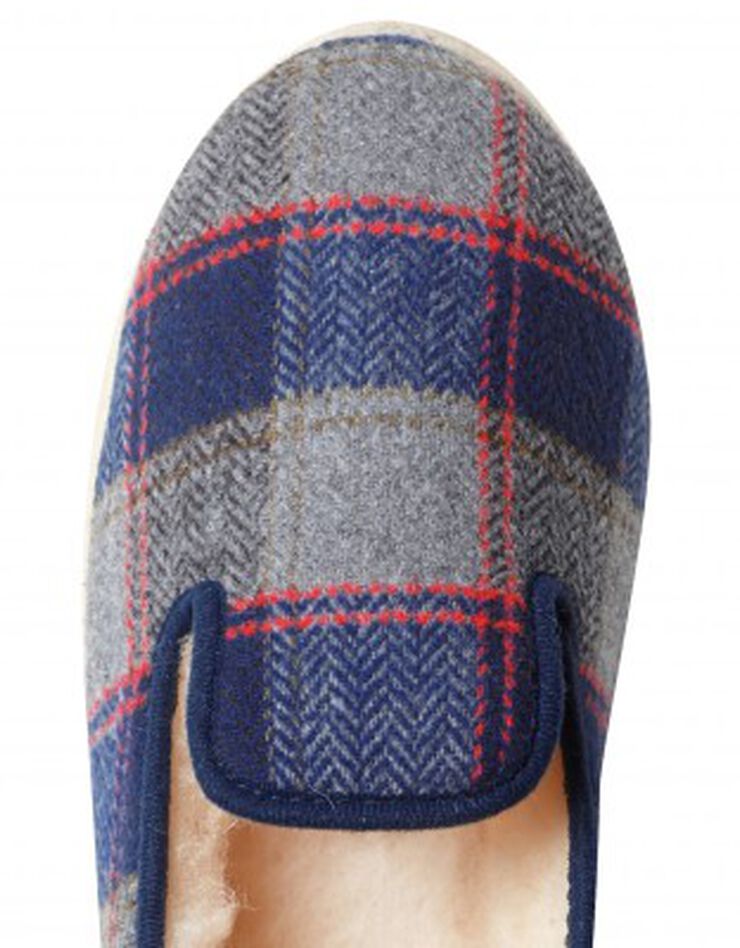 Charentaises homme silencieuses fourrées laine (carreaux marine) Charentaises homme silencieuses fourrées laine (carreaux marine)