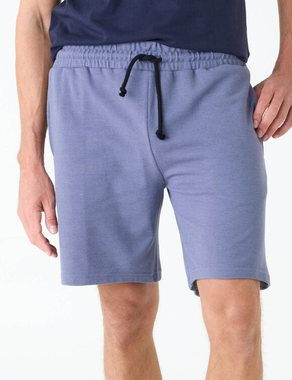 Bermuda en piqu&eacute; de coton (bleu jean)