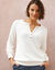 Pull uni col tunisien boutonn&eacute; (&eacute;cru)