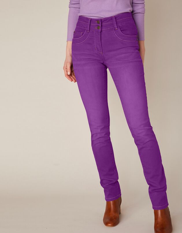 Jean coupe droite stretch couleur (prune)