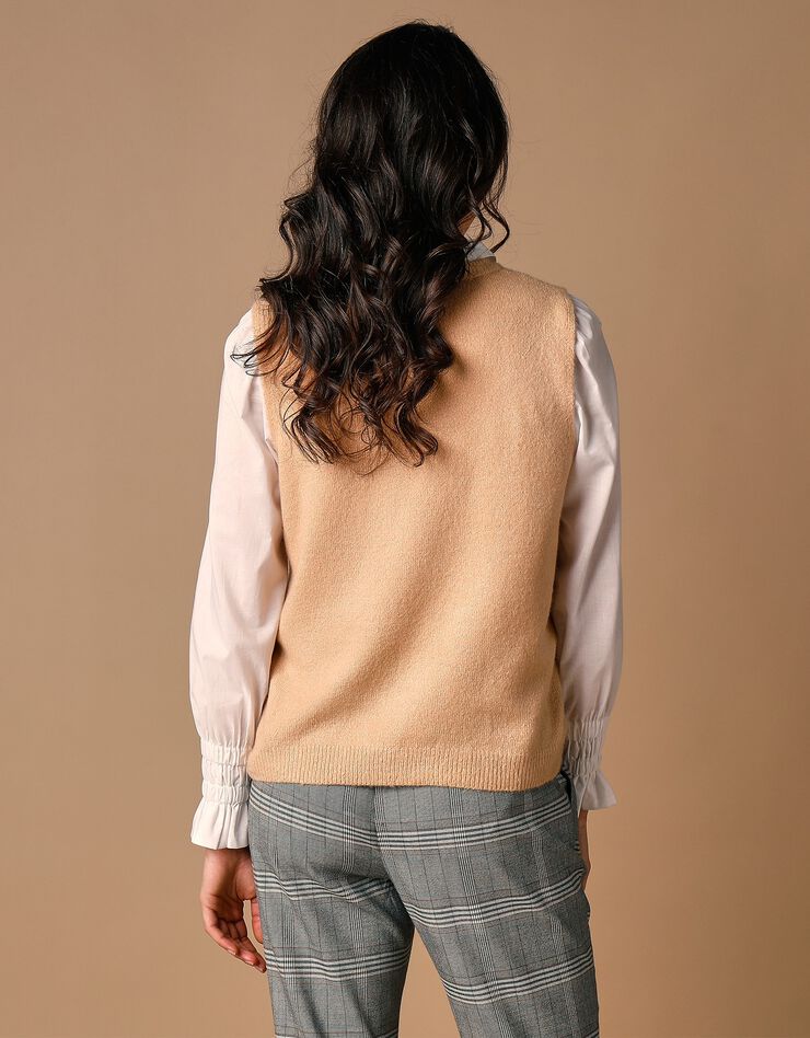 Pull sans manches col rond (beige) Pull sans manches col rond (beige)