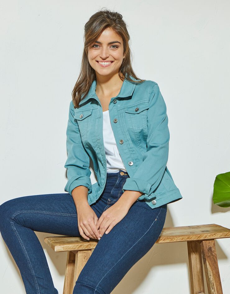 Veste boutonnée plis fantaisie (vert) Veste boutonnée plis fantaisie (vert)