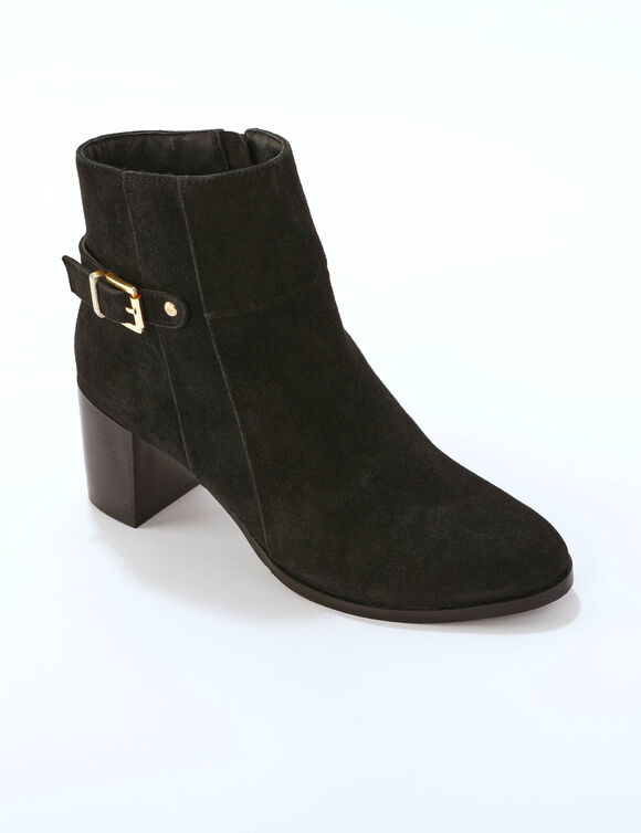 Boots à talon croûte de cuir (noir)