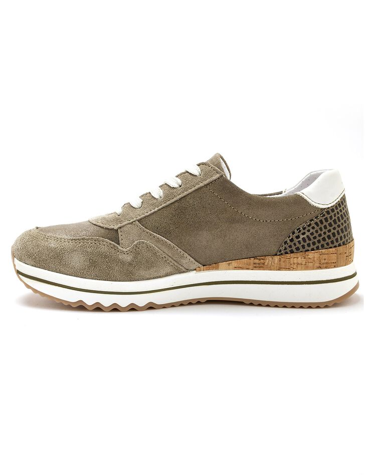 Baskets dessus cuir texturé - largeur confort (kaki) Baskets dessus cuir texturé - largeur confort (kaki)