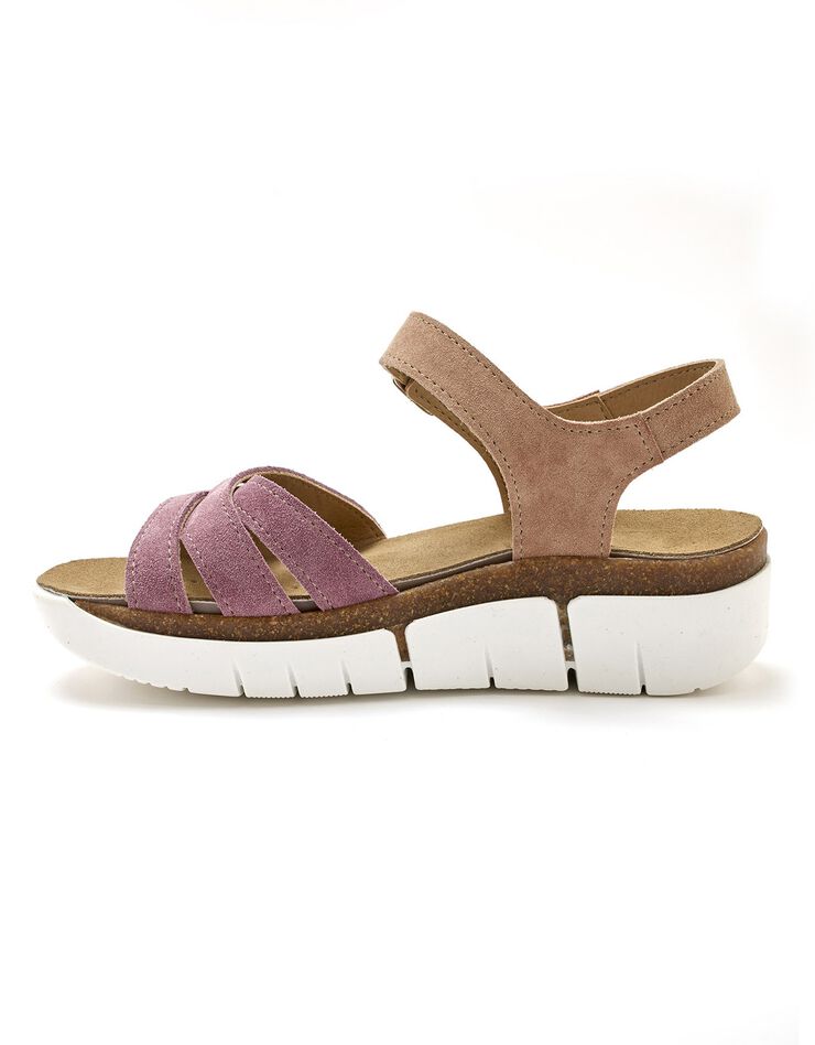 Sandales cuir brides multicolores - largeur confort (rose) Sandales cuir brides multicolores - largeur confort (rose)