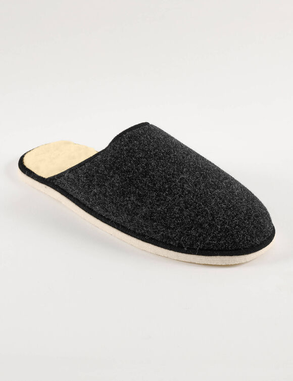Mules homme silencieuses fourrées laine (gris)