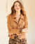 Blouson zipp&eacute; col tailleur pressionn&eacute;, su&eacute;dine (caramel)