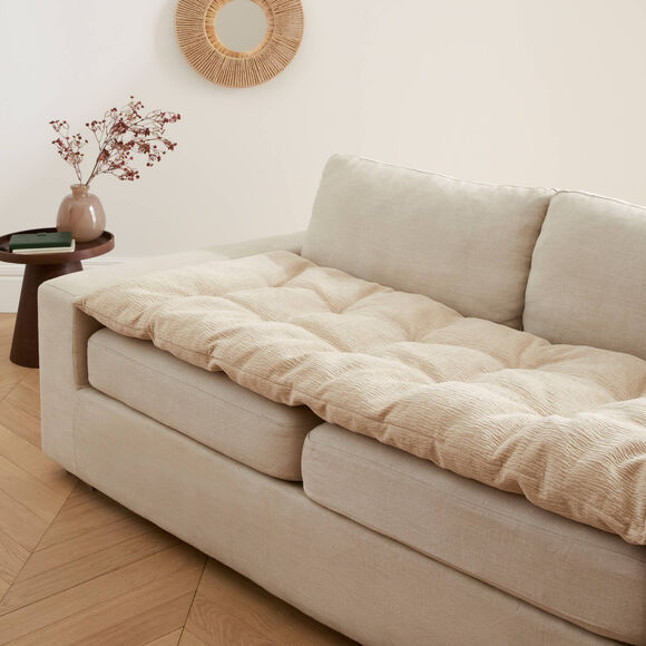 Long coussin de canap&eacute; tissage chenille (naturel)
