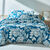 Linge de lit Paddy imprimé feuillage, coton (bleu paon)