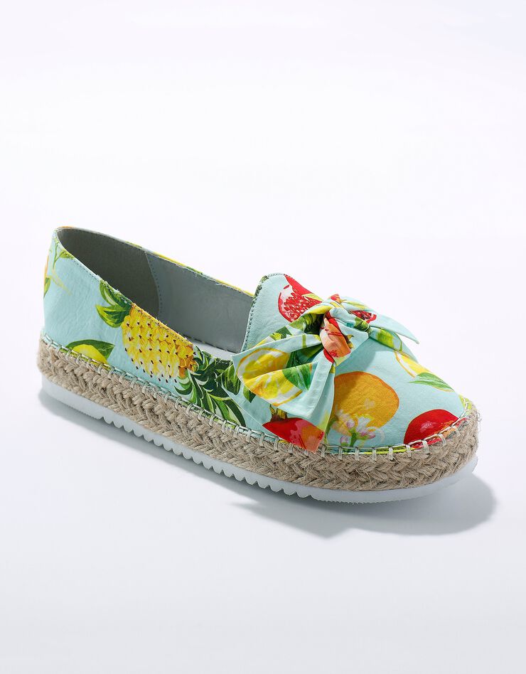 Mocassins espadrilles imprimées à noeud semelle corde crantée (multicolore) Mocassins espadrilles imprimées à noeud semelle corde crantée (multicolore)
