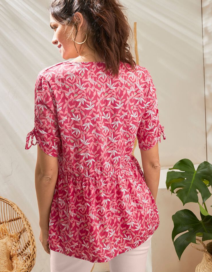 Blouse boutonnée imprimée (cerise / blanc) Blouse boutonnée imprimée (cerise / blanc)