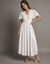 Robe longue en cr&eacute;pon et macram&eacute; (&eacute;cru)