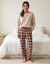 Pantalon de pyjama tiss&eacute; teint carreaux (aubergine / bois de rose)