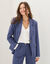 Veste blazer ray&eacute;e, viscose-lin (bleu)
