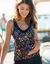 Tankini imprimé Soroa- coques moulées (noir / tomette)