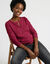 Cardigan boutonn&eacute; col rond uni, toucher doux (prune)