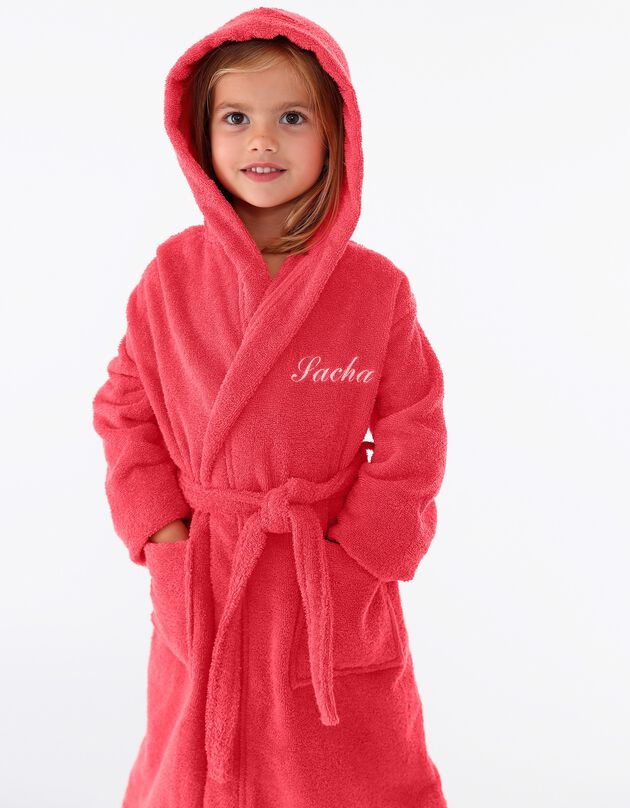 Peignoir enfant éponge à capuche personnalisable (corail) Peignoir enfant éponge à capuche personnalisable (corail)