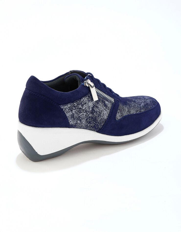Baskets zippées compensées en cuir femme (marine)
