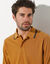 Polo uni maille piquée manches longues (miel)