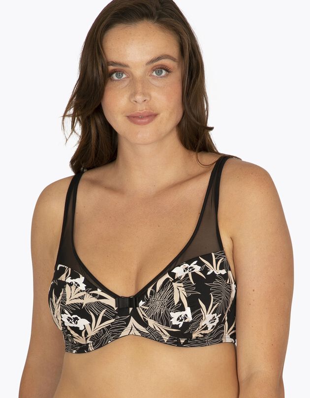 Soutien-gorge imprimé à armatures Tulle Design (noir)