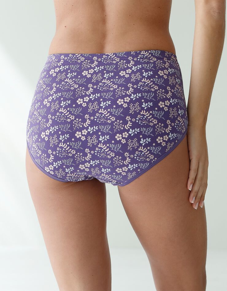 Culotte forme maxi coton motifs fleuris – Lot de 6 (violet / pêche) Culotte forme maxi coton motifs fleuris – Lot de 6 (violet / pêche)