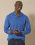 Polo uni maille piquée manches longues (bleu)