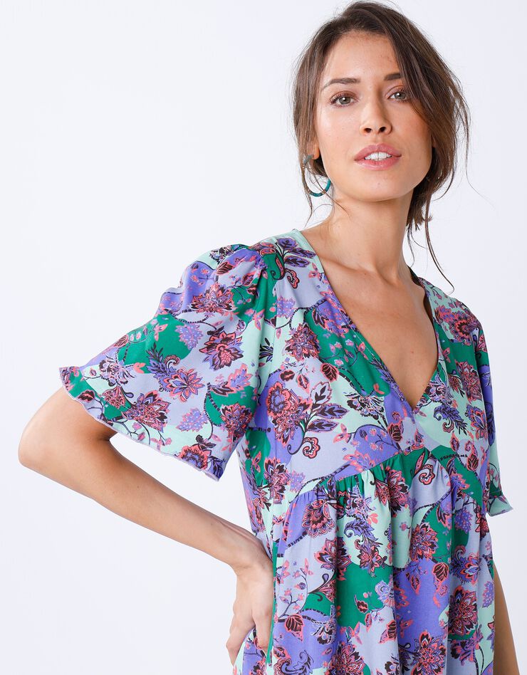 Robe housse imprimée (bleu / vert)