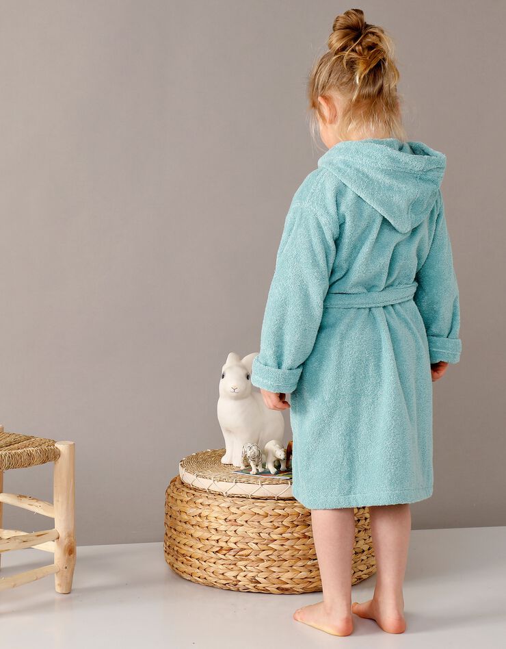 Peignoir enfant éponge à capuche personnalisable  (vert d'eau)