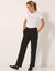 Pantalon coupe large molleton taille élastiquée (noir)