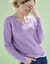Pull col V, maille anglaise toucher doux (parme)