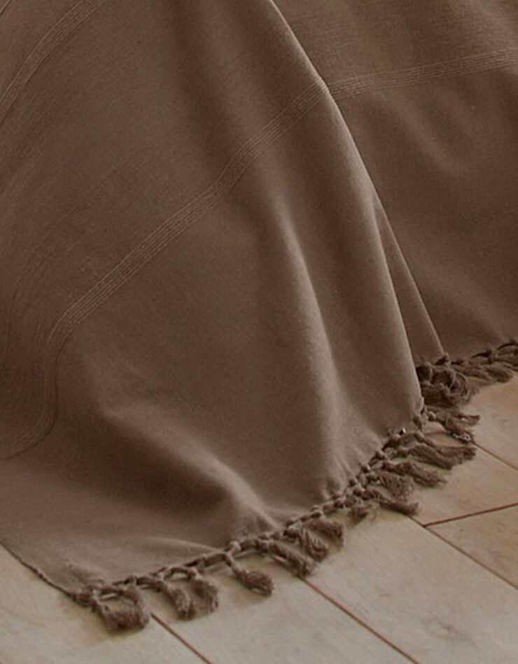 Plaid ou jeté uni coton tissage artisanal (taupe)