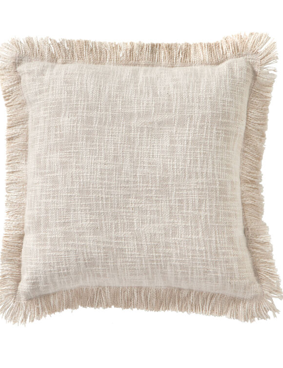 Coussin uni coton texturé (ivoire)