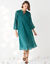 Robe unie mi longue, voile plissé (émeraude)