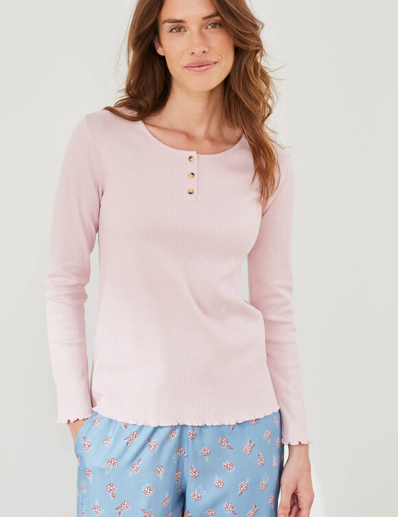 Tee-shirt pyjama manches longues (rose)