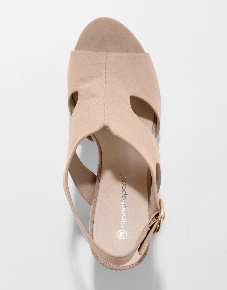 Sandales enveloppantes à talon bois (beige)