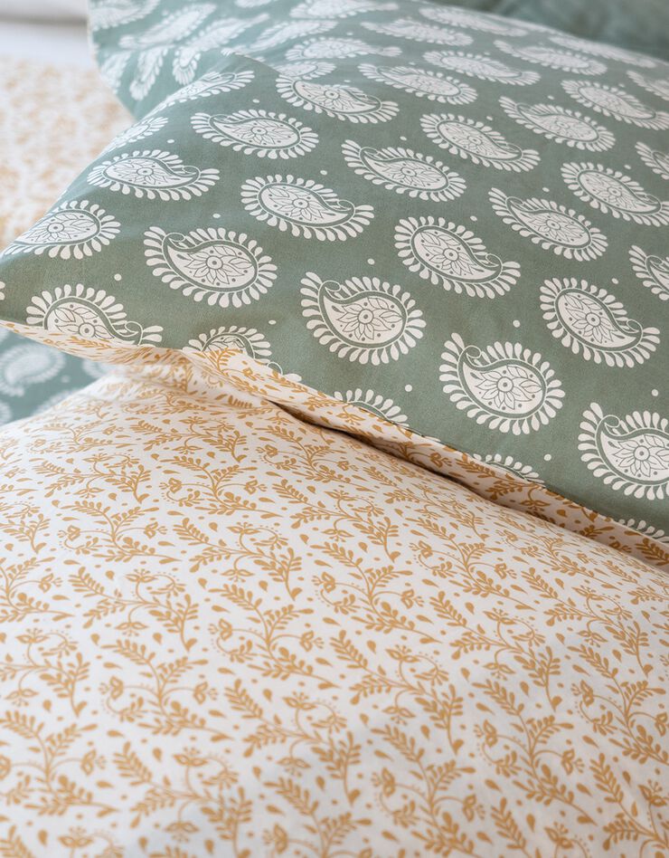 Parure de lit micromotif Floral - coton adouci   (kaki / jaune)