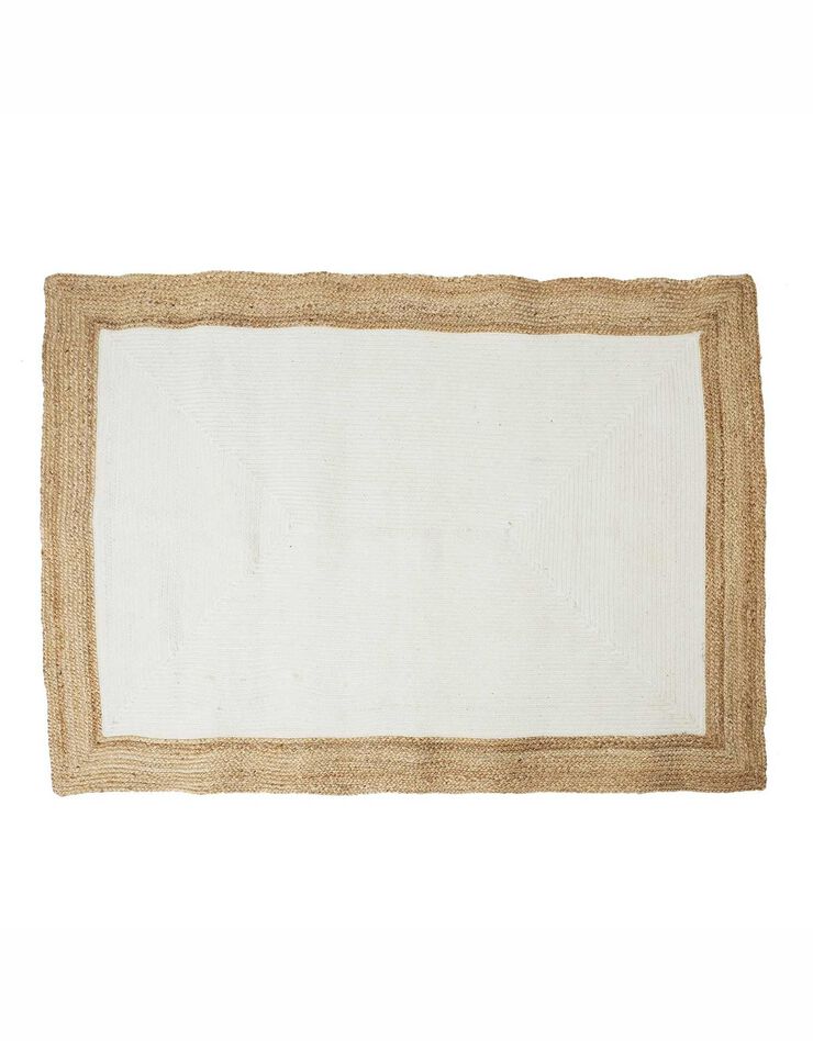 Tapis bicolore jute naturel et coton - rectangulaire (blanc)