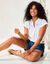 Blouse unie manches courtes, double gaze de coton (blanc)