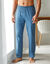Pantalon pyjama coton uni (bleu grisé)