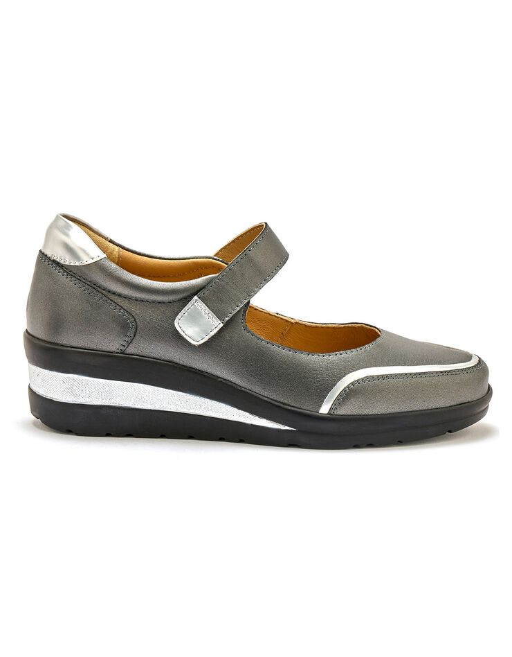 Babies scratchées largeur confort en cuir détails métallisés (gris) Babies scratchées largeur confort en cuir détails métallisés (gris)