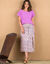 Pull col rond dégagé manches courtes, maille fantaisie (lilas)
