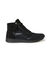 Boots zippées en cuir et textile extensible (noir)