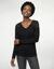 T-shirt col V manches longues dentelle (noir)