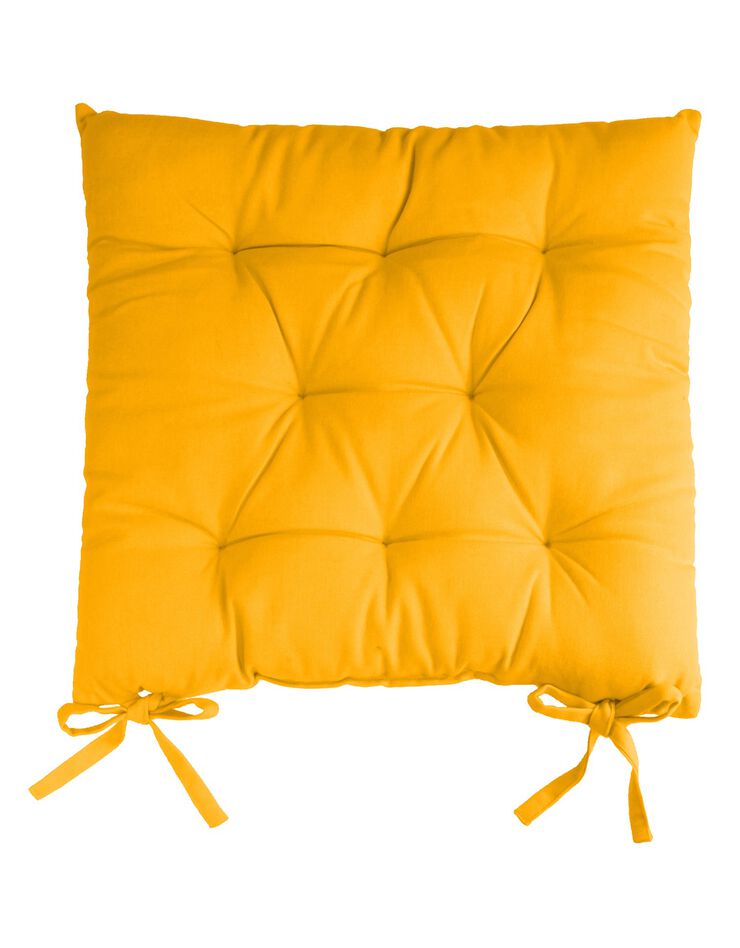 Galette de chaise carrée unie coton bachette - lot de 2 (jaune)