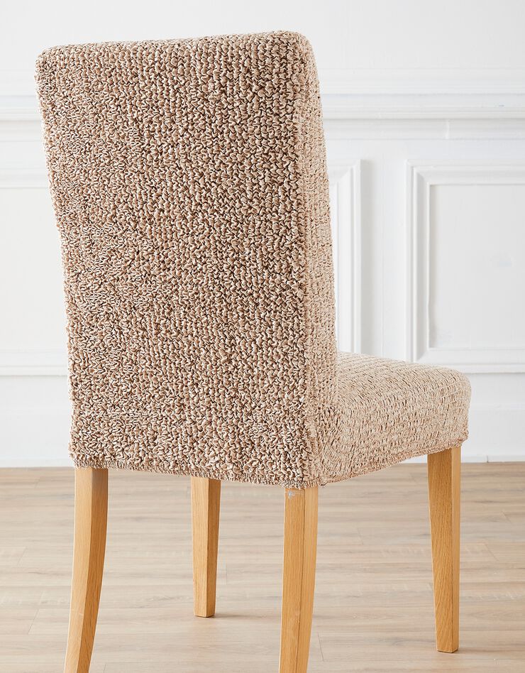 Housse microfibre bi-extensible gaufrée spéciale chaise (beige)