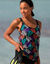 Haut de tankini imprimé Spécial grand buste Malaya (noir / multicolore)