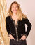 Cardigan boutons dorés, détails brillants (noir)