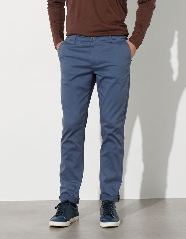 Pantalon chino ceinture élastiquée côtés (bleu grisé)